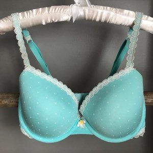 VS Lined demi teal/white polka dot 34DD